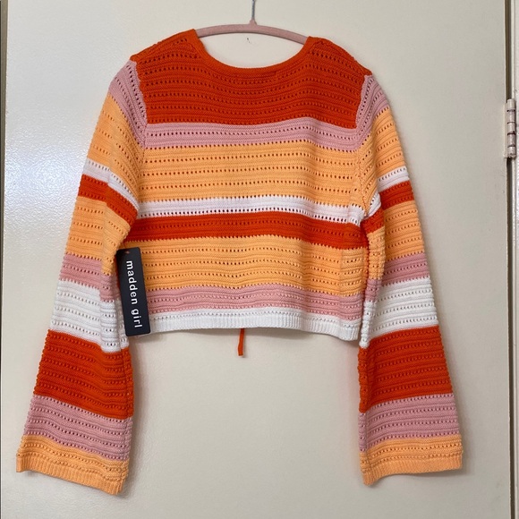 Madden Girl Multicolor Crochet Long Sleeve Top - Picture 4 of 5